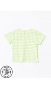 COTTON KNIT BLOUSE - GREEN CHECKED