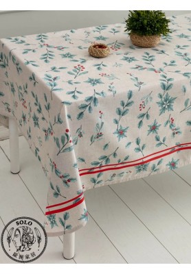 COTTON WOVEN TABLE CLOTH - GREEN PRINTED/15H