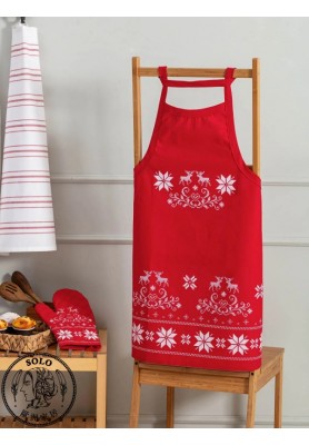 COTTON PLASTIC APRON - RED PRINTED/STD