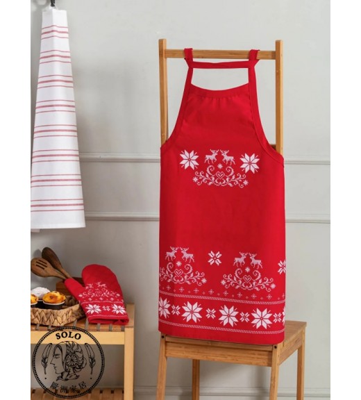 COTTON PLASTIC APRON - RED PRINTED/STD