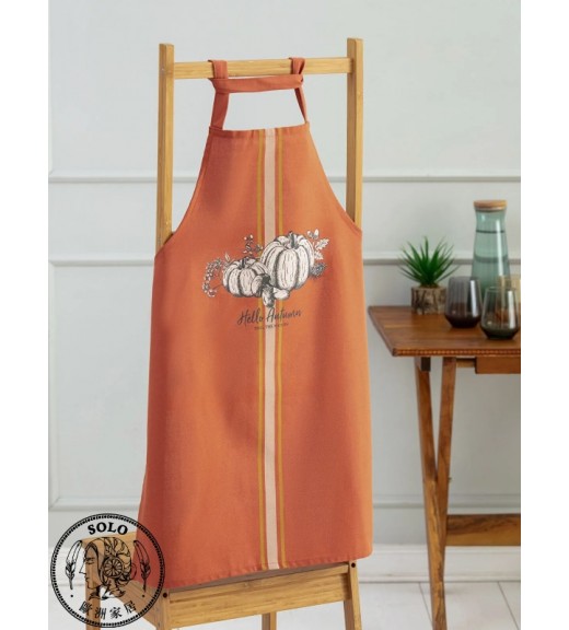 COTTON PLASTIC APRON - DARK ORANGE/STD