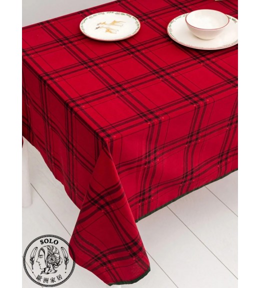 COTTON WOVEN TABLE CLOTH - DARK RED/15H
