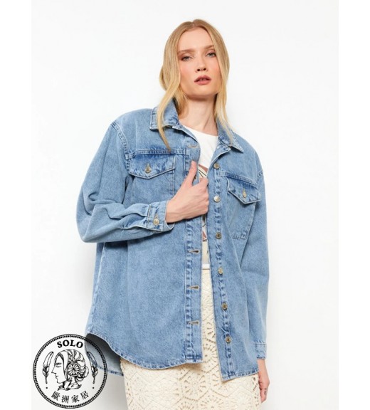 COTTON WOVEN SHORT COAT - MEDIUM WASH
