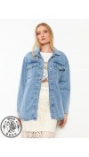 COTTON WOVEN SHORT COAT - MEDIUM WASH