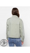 COTTON WOVEN SHORT COAT - LIGHT GREEN