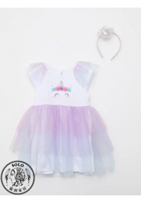 COTTON KNIT DRESS+POLYESTER KNIT HEADBAND - OPTIC WHITE