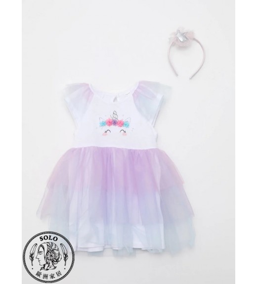 COTTON KNIT DRESS+POLYESTER KNIT HEADBAND - OPTIC WHITE