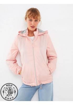 POLYESTER WOVEN SHORT COAT - POWDER PINK