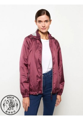 POLYESTER WOVEN SHORT COAT - PLUM