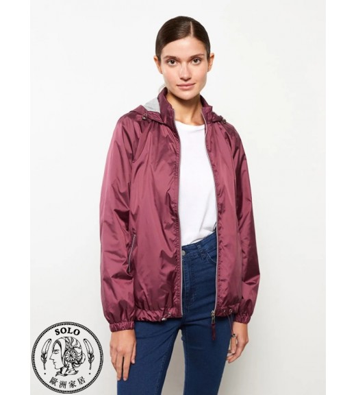 POLYESTER WOVEN SHORT COAT - PLUM