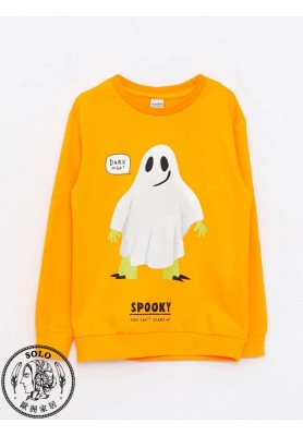 COTTON KNIT SWEATSHIRT    - BRIGHT ORANGE