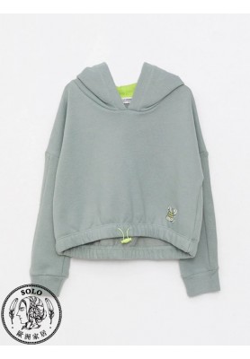 COTTON KNIT SWEATSHIRT    - DULL GREEN