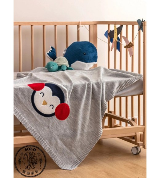 ACRYLIC WOVEN BLANKET - GREY PRINTED/80X