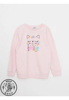 COTTON KNIT SWEATSHIRT    - BABY PINK