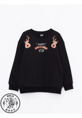 COTTON KNIT SWEATSHIRT    - NEW BLACK