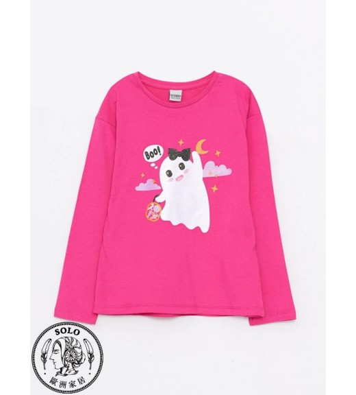 COTTON KNIT LONG SLEEVE TSHIRT - FUCHSIA