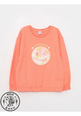 POLYESTER KNIT SWEATSHIRT    - NEON CORAL