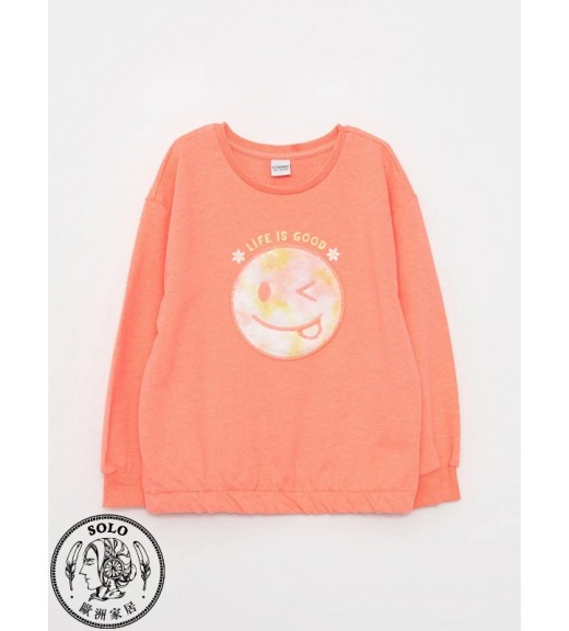 POLYESTER KNIT SWEATSHIRT    - NEON CORAL