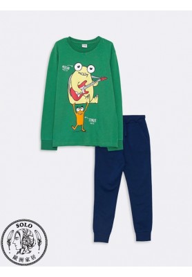 COTTON KNIT TSHIRT+TROUSERS - GREEN