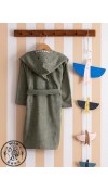 COTTON WOVEN BATHROBE - DULL GREEN