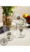 GLASS METAL WATER GLASS   - BLACK PRINTED/STD