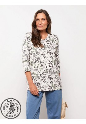 VISCOSE KNIT BLOUSE - ECRU PRINTED