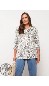 VISCOSE KNIT BLOUSE - ECRU PRINTED