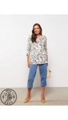 VISCOSE KNIT BLOUSE - ECRU PRINTED