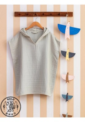 COTTON WOVEN PONCHO - GREEN/STD