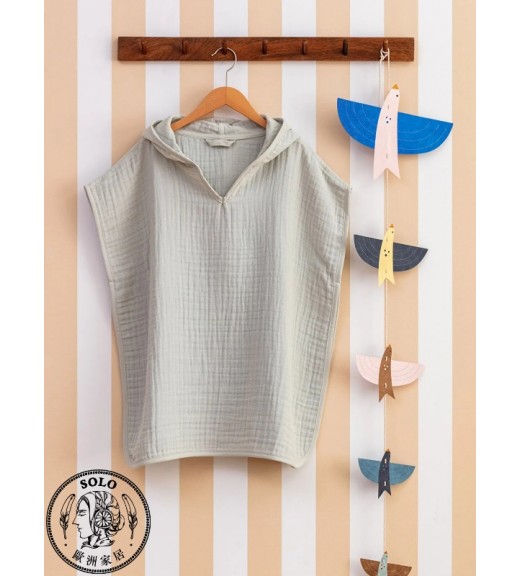 COTTON WOVEN PONCHO - GREEN/STD