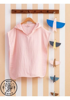 COTTON WOVEN PONCHO - PINK/STD