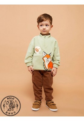 COTTON KNIT SWEATSHIRT    - LIGHT GREEN