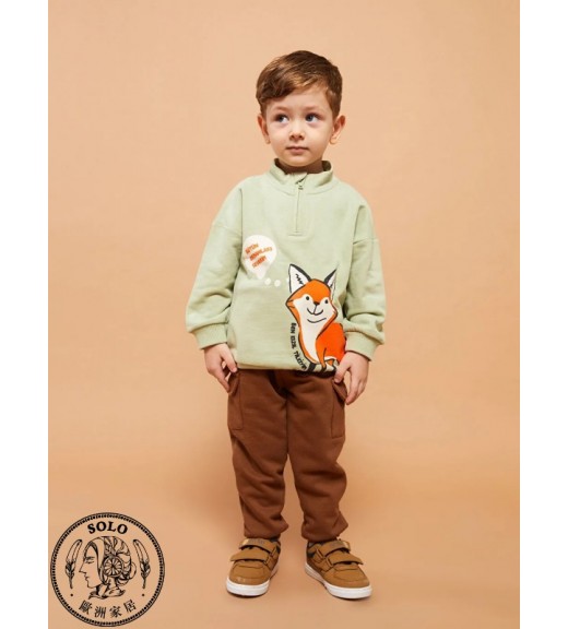 COTTON KNIT SWEATSHIRT    - LIGHT GREEN